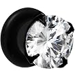 0 Gauge Black Clear Cubic Zirconia Plug