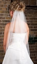 1 Layer Waist Length Wedding Veil w/ Corded Edge