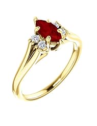 10K Yellow Gold 8.00x4.00mm Marquise Cut Ruby and Diamond Ring -- LIFETIME WARRANTY