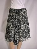 $245 New DKNY DONNA KARAN Black Chiffon Leopard Skirt 8