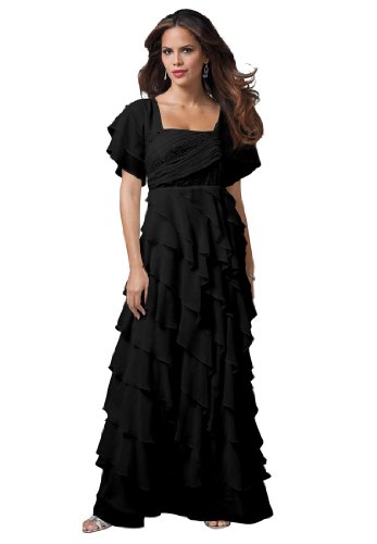 Roamans Women's Plus Size Fit-And-Flare Beaded Gown (Black,18 W) Roamans Women's Plus Size Fit-And-Flare Beaded Gown (Black,18 W)