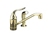 411wtg4QCDL. SL160  KOHLER 15176 FT PB Coralais Single Control Kitchen Faucet with 10 Inch Spout, Sprayhead and Lever Handle, Vibrant Polished Brass