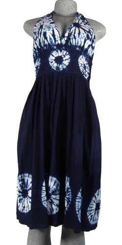 Indigo Dyed Halter Blue Dress