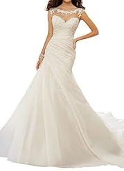 Sexy Open-Back Applique Lace Illusion Organza/Satin Sweetheart Sleeveless Wedding Dress 