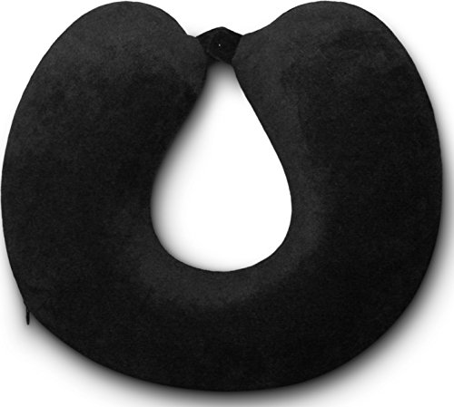 Travel Pillow - Kohbi® Travel Bliss Memory Foam Neck Support Pillow- Hypoallergenic Velvety Cover - Easy Comfort Snap - Ergonomic and Chiropractor Recommended - Black Travel Pillow - Kohbi® Travel Bliss Memory Foam Neck Support Pillow- Hypoallergenic Velvety Cover - Easy Comfort Snap - Ergonomic and Chiropractor Recommended - Black