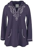 Avenue Plus Size Embroidered Slub Hooded Tunic (LIGHT GREY,14/16)