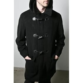 Alpha - Men's Duffel Coat With Hood (Black)