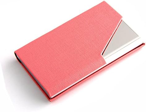 Yinfaxin Stainless Steel Multi Card Case,Business Name Card Holder Wallet Credit card ID Case / Holder For Men &amp; Women &amp;Business Name Card Holder Luxury PU Leather (Pink2)