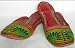 Light Green Thread Embroidered Leather Slip-ons Gujarati Pumps