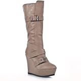 Qupid Timber-13 Knee-High Wedge Heel Boot