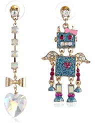 Betsey Johnson "Fairyland" Robot Mismatch Drop Earrings