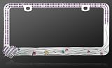 License Plate Frame - Metal Bling - Mini Hearts - Purple Crystals