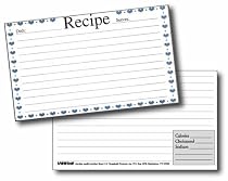 3" X 5" Blue Heart Recipe Cards with Protective Covers