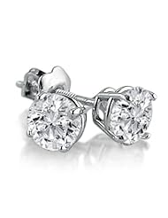 IGI Certified 14K White Gold Round Diamond Stud Earrings (1cttw )