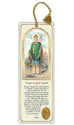 Religious Tassel Bookmark - Saint Patrick - Laminated with Gold Foil Embossed Medal Design - Appropriate Prayer Included