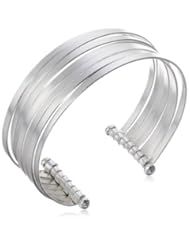 Sterling Silver Polished Multi-Stacked Bangle Cuff Bracelet