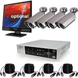 DVR Home Surveillance System with 4 Color Bullet Infrared Cameras-iPhone Compatible