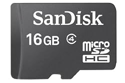 Sandisk 16GB MicroSDHC Memory Card, Class 4