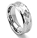 King Will 8mm Men Tungsten Metal Ring Hammered Multi faceted Design Wedding Band Polished Comfort-Fit