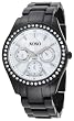 XOXO Women's XO115 Rhinestone Accent Black Enamel Bracelet Watch