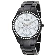 XOXO Women's XO115 Rhinestone Accent Black Enamel Bracelet Watch