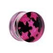 2 Gauge Acrylic Pink Black Star Saddle Plug