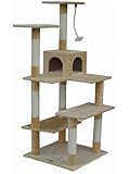 Go Pet Club 65" Tall Beige Cat Tree Furniture