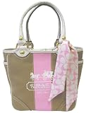 Authentic Coach Signature Bleeker Canvas Pink Khaki Tote