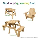 13766-Lohasrus Kids Adirondack Chair MM20101 + End Table MM20201 + Picnic Table MM20301, or Ages 2 to 6, Outdoor play, learning fun!