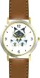 Birman Cat Mom and Kittens Cat - JP - WATCHBUDDY&reg; DELUXE TWO-TONE THEME WATCH - Arabic Numbers - Brown Leather Strap-Children's Size-Small ( Boy's Size & Girl's Size )