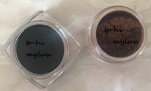 Silky Brown Shimmer Brow Bone Eyeshadow Dust Mineral Powder Pro Black Eye Liner + Brush
