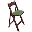 Mahogany Finish Poker Chair with Green Nylon Upholstery