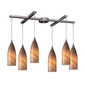 Cilindro - 6 Light Kitchen Island Pendant Track Lighting Fixture - Brushed Nickel - Brown... by Elk