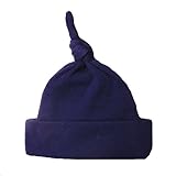 Solid Color Knotted Baby Hats, Small Infant 5-8 lbs, Navy Blue