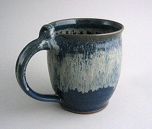 Best Cheap Oversize handmade stoneware coffee mug - two tone blue glaze Rock Riffle Run