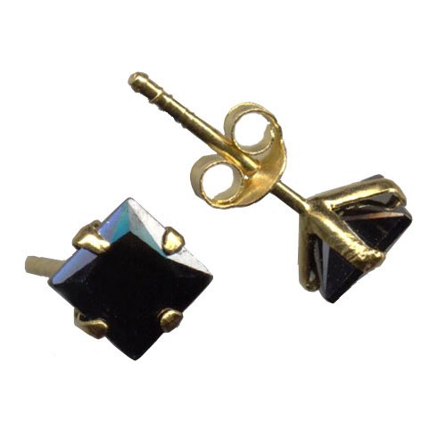 Gold Stud Earrings Onix Square gold studs earrings. Gold Stud Earrings Onix Square
