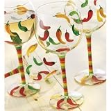 CHILLI BALLOON GOBLETS - SET OF FOUR CHILLI PEPPER BALLOON GOBLETS