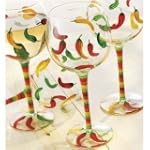 SET OF FOUR CHILLI PEPPER BALLOON GOBLETS