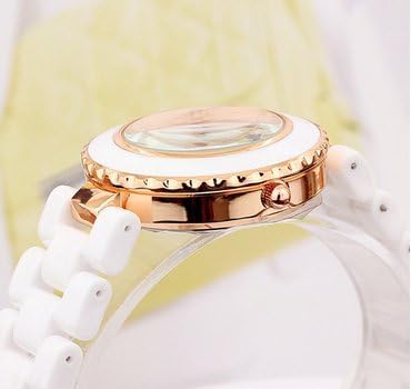 Enreach Crystal-accented Eiffer Tower Ceramic Bracelet Watch J711 (Rose Gold)