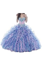 Sweetheart Lace-Up  Beaded Satin/Tulle  Natural   Waistline  Ball Gown Quinceanera Dress  With Ruffles