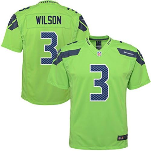 Russell Wilson 3 Player Youth Short Sleeve T-Shirt 2016-17 Season Game Jerseys Green Size Yth L