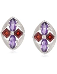 Sterling Silver Amethyst and Garnet Earrings