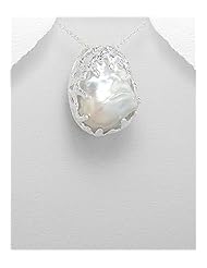 Fresh Water Pearls Pendant Necklace In 92.5 Sterling Silver