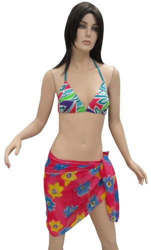 Lovelyt Pink Color Floraled Half Pareo Swim Skirt Sarong Reviews