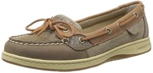 Sperry Top-Sider Women's Angelfish Sparkle Suede Boat Shoe, Griege/Light Tan, 6 M US