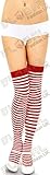 WOMEN'S LADIES RED & WHITE STRIPE GIRLS T-SHIRT HAT GLASSES SOCKS FANCY DRESS # LadiesSocksOnly