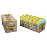 Post-it Notes, Super Sticky, 3 x 3 Inches, Recycled, Assorted Natures Hues, Cabinet Pack, 70 Sheets per Pad, 24 Pads per Pack (654-24NH-CP)