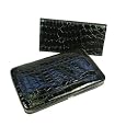 Croco Embossed Framed Flat Clutch Wallet w/ Checkbook Cover in Choice of Colors