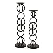 Set of 2 Avant Garde Black Iron Geometric Candle Holders