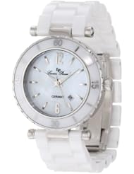 Lucien Piccard Womens LP-10222-WWSA La Tournette White/Silver-Tone Mother of Pearl Dial Ceramic Watch